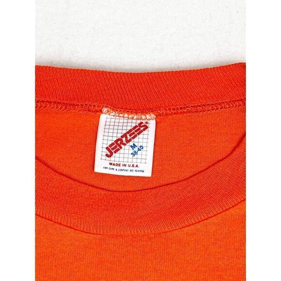 Vintage 80s NFL Broncos Raiders T-Shirt Orange Medium Single Stitch - Picture 4 of 8